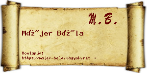 Májer Béla névjegykártya